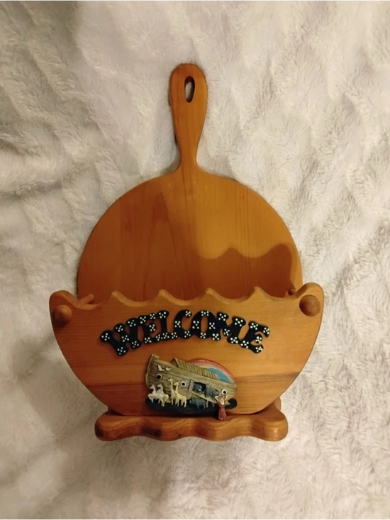 Other - Wooden Vintage Wall Accent Decor Paper Plate Holder with Noah's Ark Cottagecore
